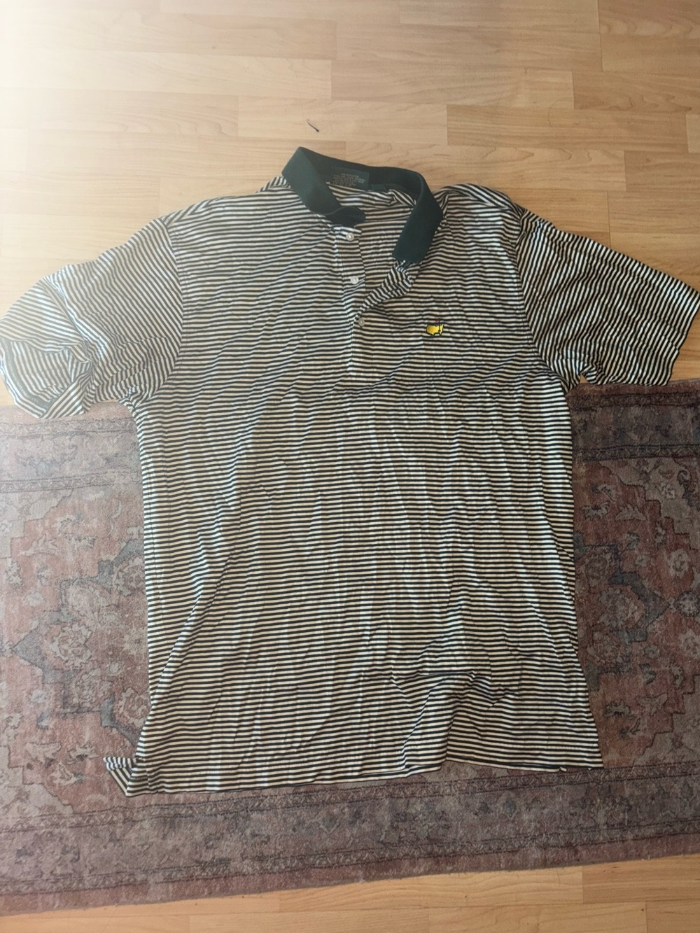 Green & White Striped Amen Corner Masters Golf Polo Vintage XL 1990s